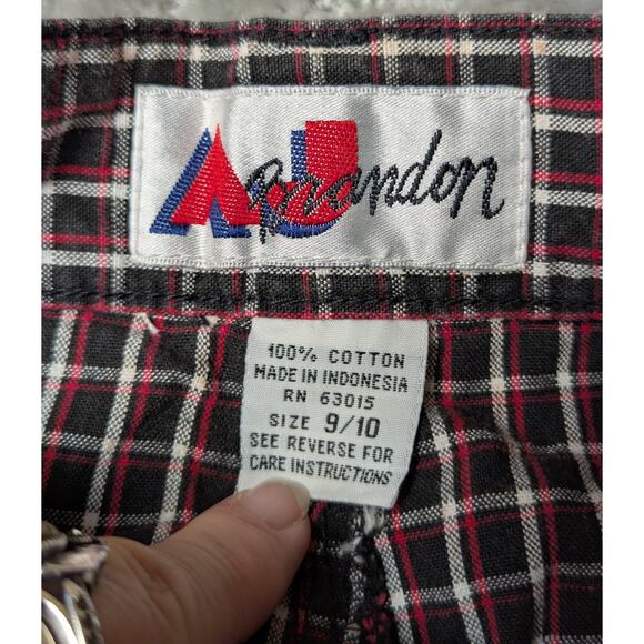 Vtg AJ Brandon 80s Pleated Shorts WOMENS 9/10 high waist black red plaid 26x7" - Picture 3 of 10